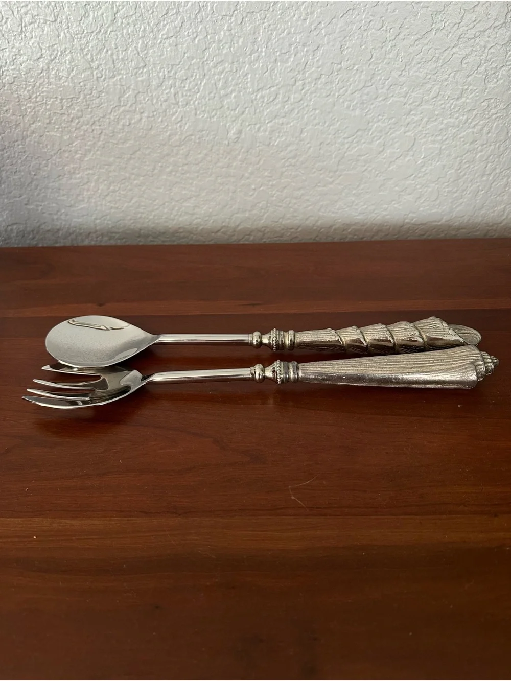 Vintage Pottery Barn Shell Salad Serving Utensils